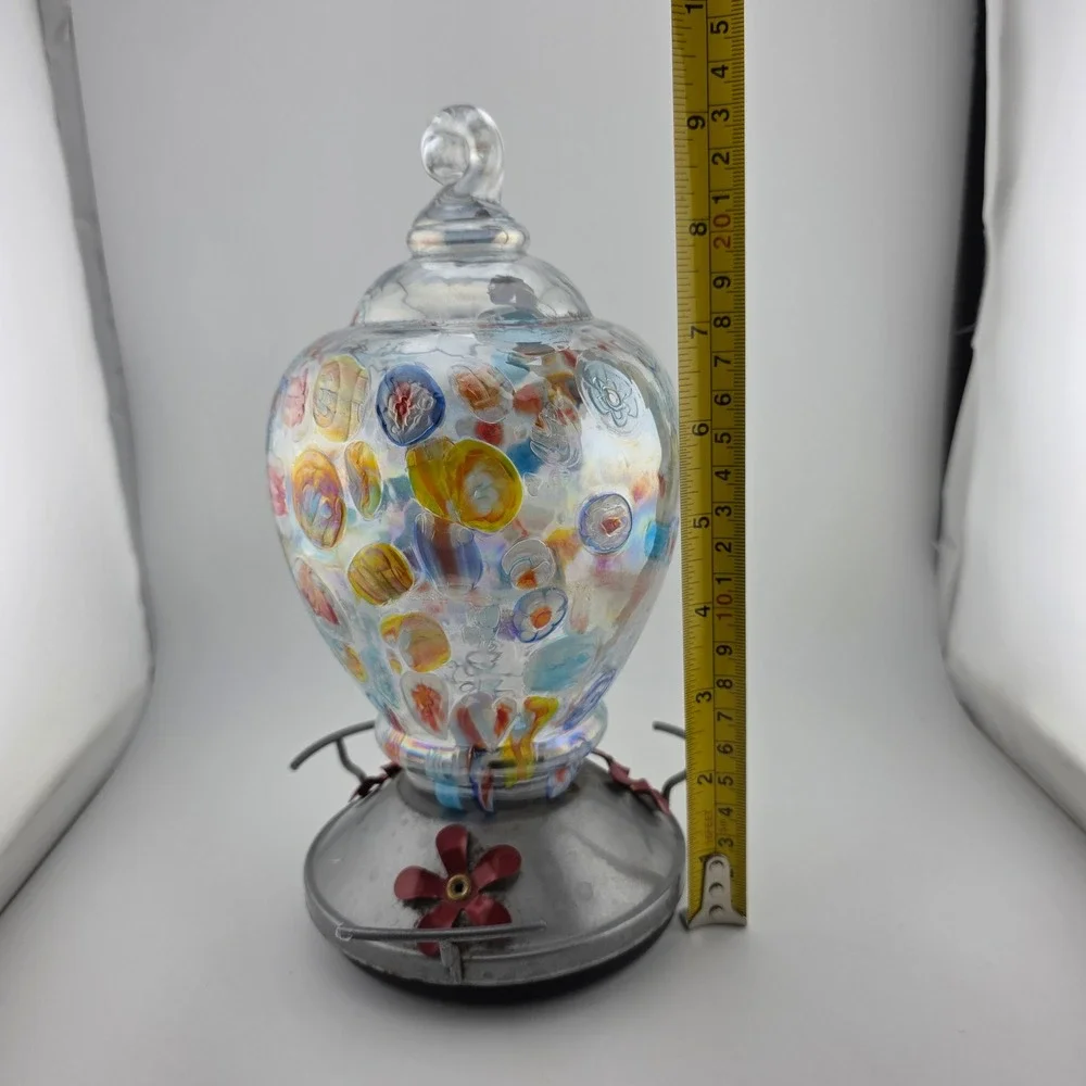 Style Selections Hummingbird Feeder Art Glass Nectar Bird Patio Colorful Outdoor